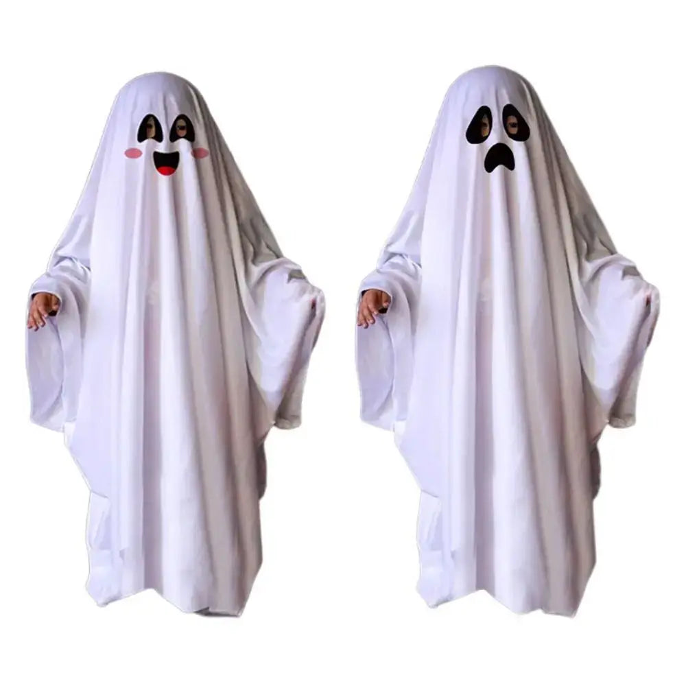 Scary Unisex Halloween Ghost Costume White Boo Ghost Halloween Ghost Cloak Spooky Trick-or-Treat Fancy Dress Boys Girls