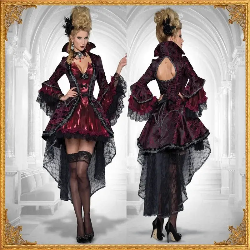 Bloody Beautiful Vampire Queen Costume Cosplay Plus Size Halloween Womens Classic Sexy Ghost Costume Deluxe Victorian Uniforms