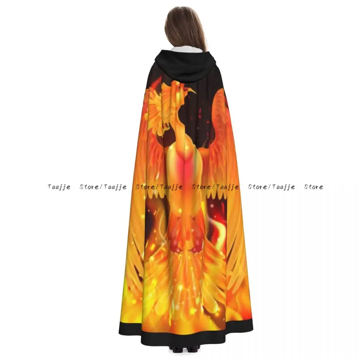 Adult Dragon And Phoenix In Classical Chinese Art Cloak Cape Hooded Medieval Costume Witch Wicca Vampire Costume Dress Coat