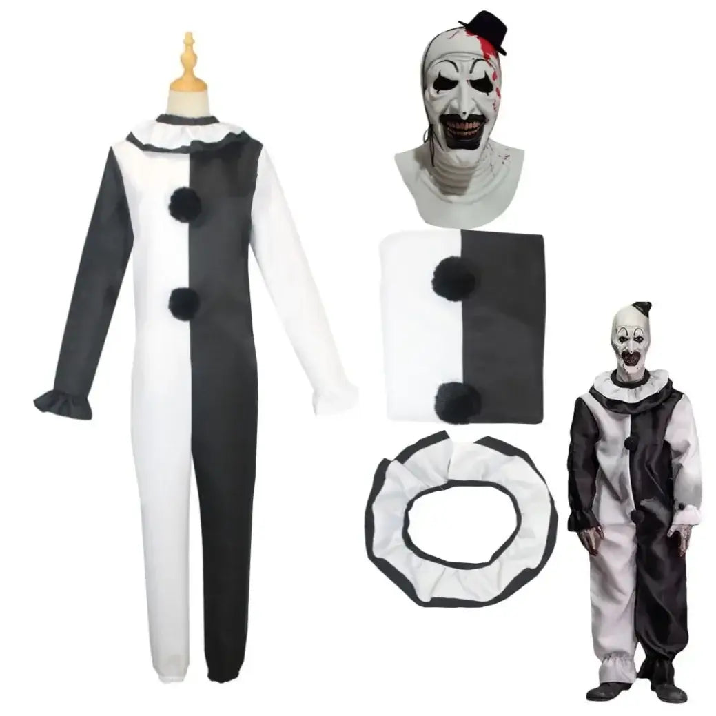 Art The Clown Cosplay Movie Terrifier 2 Art The Clown Cosplay Costume Jumpsuit Mask Halloween Costumes Mask for Men Women