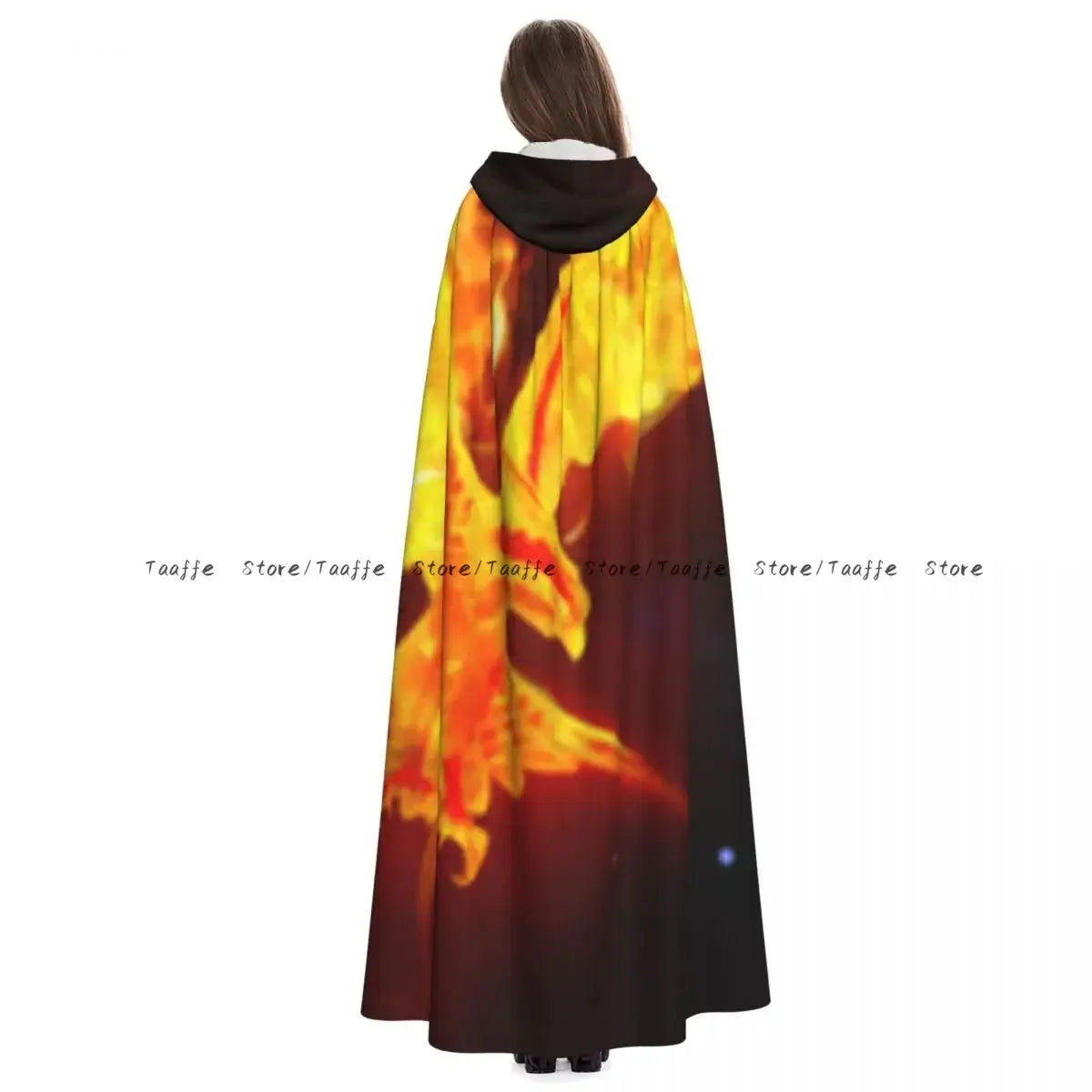 Adult Dragon And Phoenix In Classical Chinese Art Cloak Cape Hooded Medieval Costume Witch Wicca Vampire Costume Dress Coat