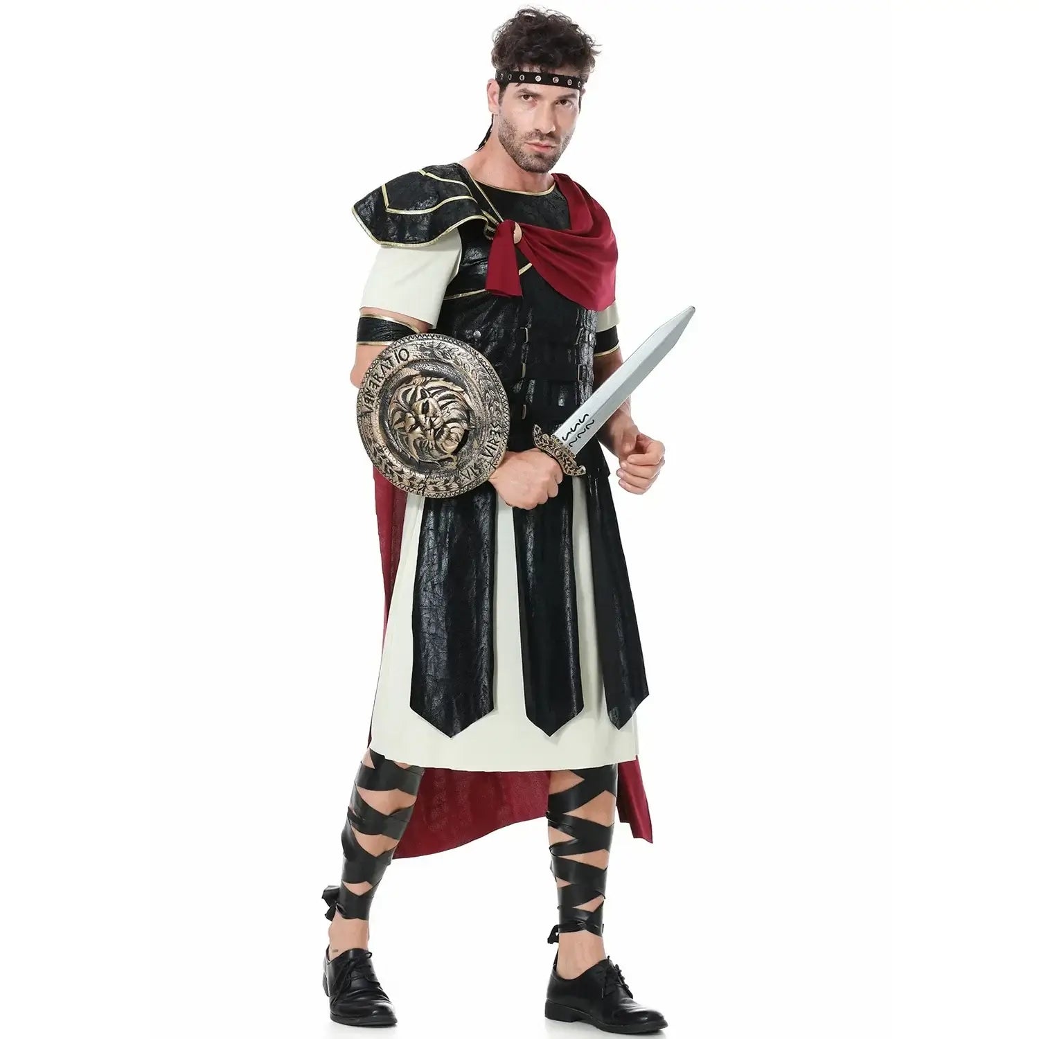 Medieval Cosplay Roman Royal Knight Warrior Costumes Halloween Carnival Dress Up for Men Adult European Gladiators Soldier Cloak