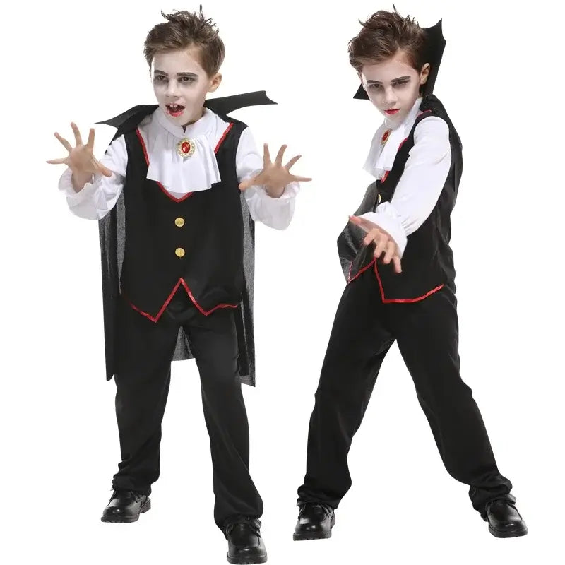 Kids Child Scary Gothic Boys Vampire Dracula Costumes Halloween Carnival Role Play Horrible Party Dress Up