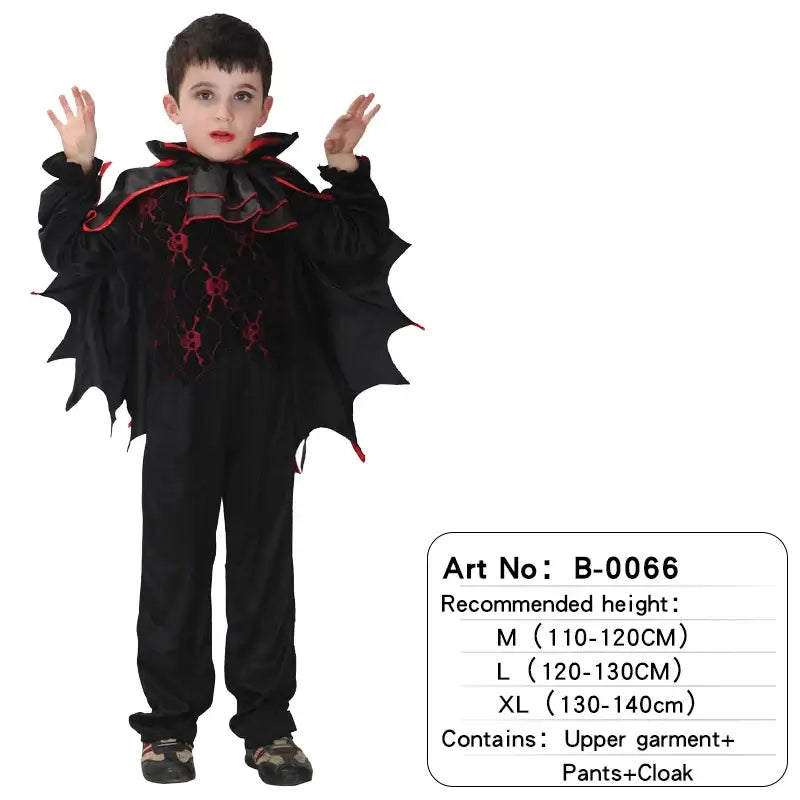 Kids Child Scary Gothic Boys Vampire Dracula Costumes Halloween Carnival Role Play Horrible Party Dress Up