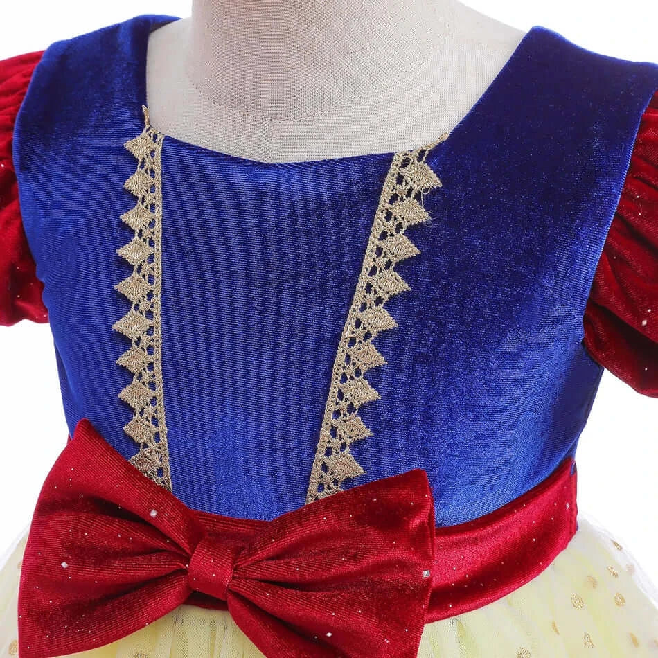 Snow White Costume for Kids Halloween Princess Cosplay Disguise Movie Birthday Party Clothing Girls Role Play Bowknot Dress