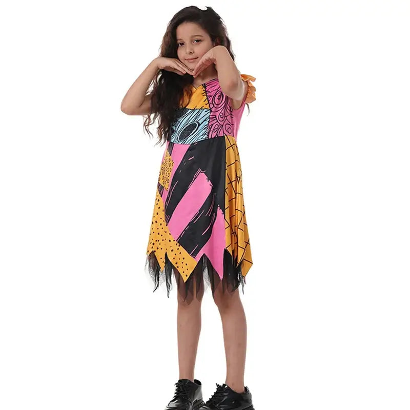 Kids 2024 Nightmare Before Christmas Sally Halloween Vestidos Jack Cosplay Costume Dress Girls Boy Children Carnival Party Dress