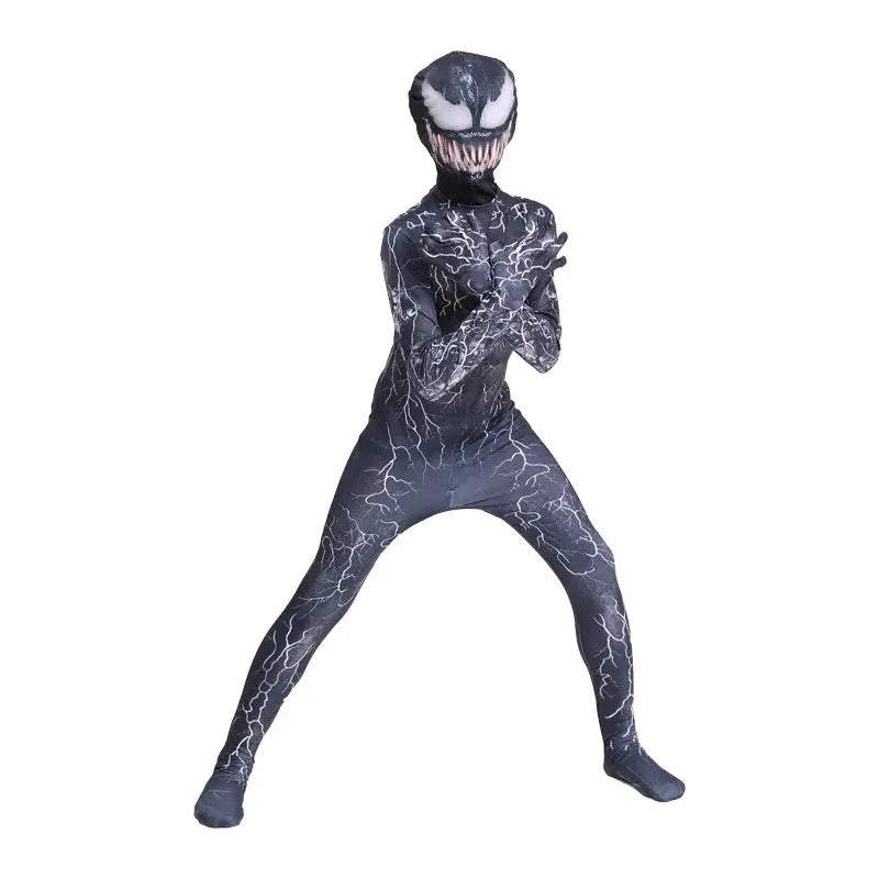 Spiderman Venom Cosplay Costume Jumpsuit Venom Suit Boys Bodysuit Halloween Party Clothes Costume for Boys Adult Asian Size