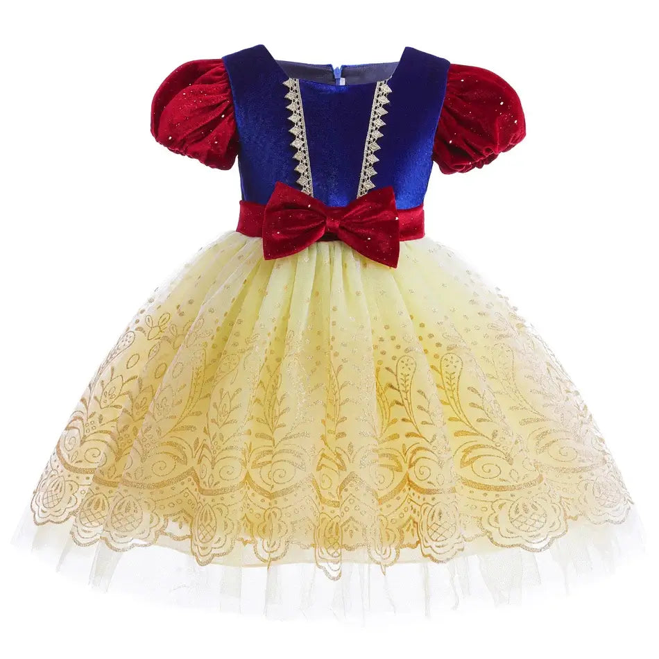 Snow White Costume for Kids Halloween Princess Cosplay Disguise Movie Birthday Party Clothing Girls Role Play Bowknot Dress