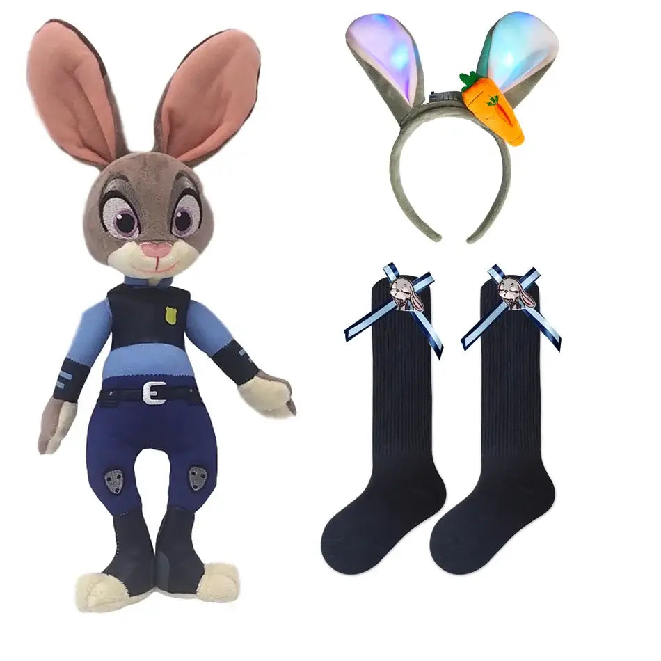 Movie Zootropolis Judy Cosplay Costume Kids Dress Tie Headdress Belt Socks Full Set Girls Police Role Play Uniform Halloween