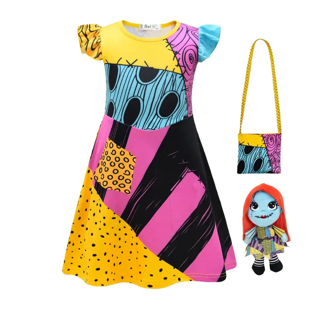 Kids 2024 Nightmare Before Christmas Sally Halloween Vestidos Jack Cosplay Costume Dress Girls Boy Children Carnival Party Dress