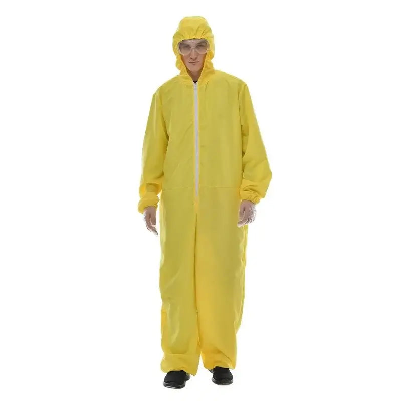 Men's Cheap Biohazard Costume Halloween with Goggles Yellow Breaking Bad Jumpsuit Carnival Easter Purim Fancy Dress