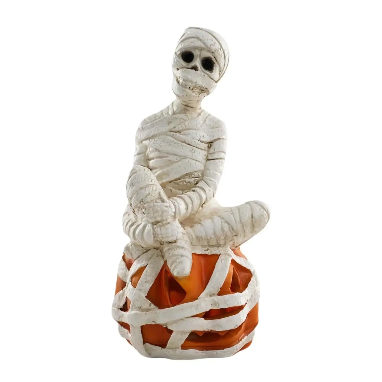 Pumpkin Skeleton Statue Decorative Resin Gift Creative LED Lamp Halloween Decoration for Haunted House Party Yard Desktop Decor