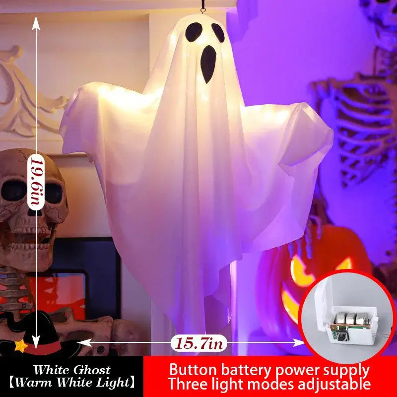 Halloween Party LED Glow Ghost Home Indoor Outdoor Decoration Supplies 2024 Haunted House Bar Hanging Horror Props with Lights