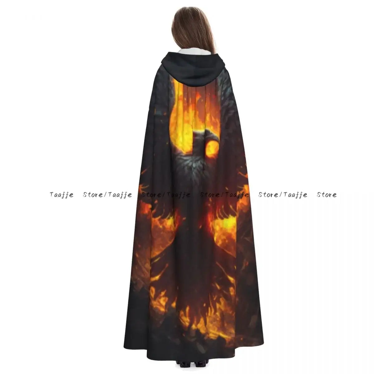 Adult Dragon And Phoenix In Classical Chinese Art Cloak Cape Hooded Medieval Costume Witch Wicca Vampire Costume Dress Coat