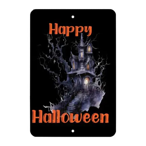 Scary Haunted House Halloween Metal Sign - Wall Decor - Horror - Holiday - Art