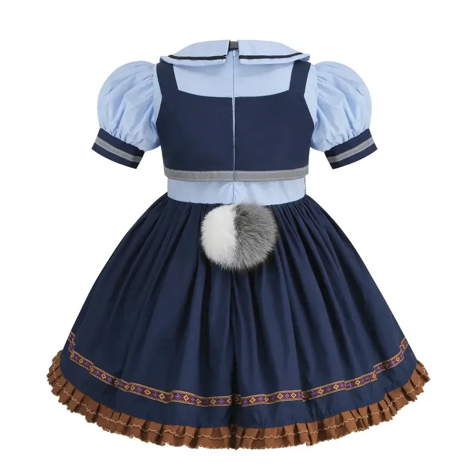 Movie Zootropolis Judy Cosplay Costume Kids Dress Tie Headdress Belt Socks Full Set Girls Police Role Play Uniform Halloween