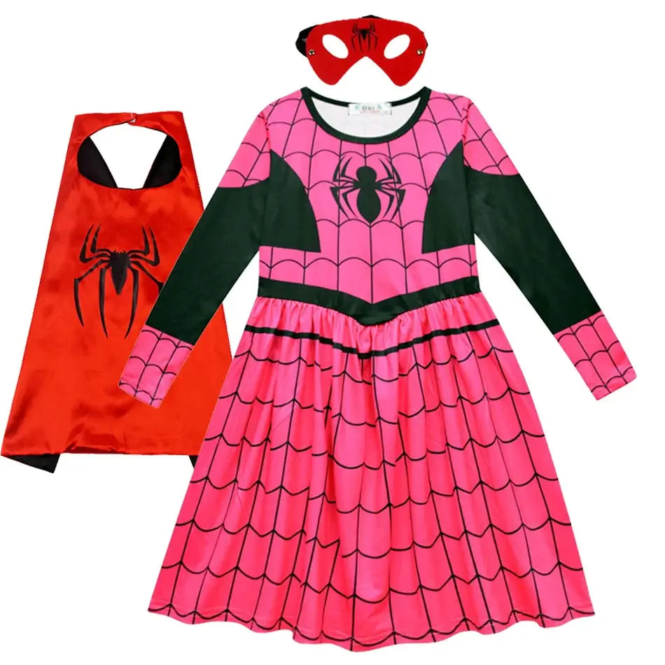 2024 New Spiderman Halloween Cosplay Girls Dress Children Cute Costumes Party Spiderman Kids Clothes