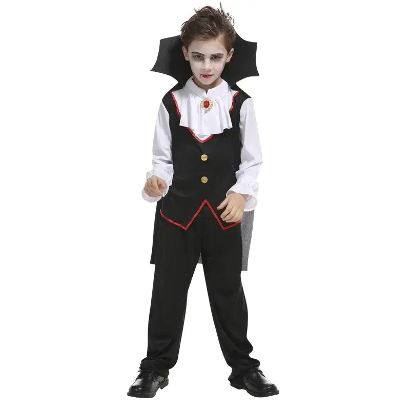 Kids Child Scary Gothic Boys Vampire Dracula Costumes Halloween Carnival Role Play Horrible Party Dress Up