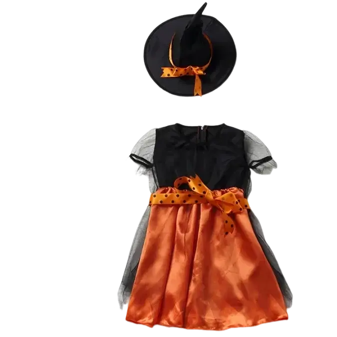 Halloween Baby Girls Cosplay Witch Costume Children Vampire Princess Dress Kids Role Playing Clothes With Bag Hat Carnival Party