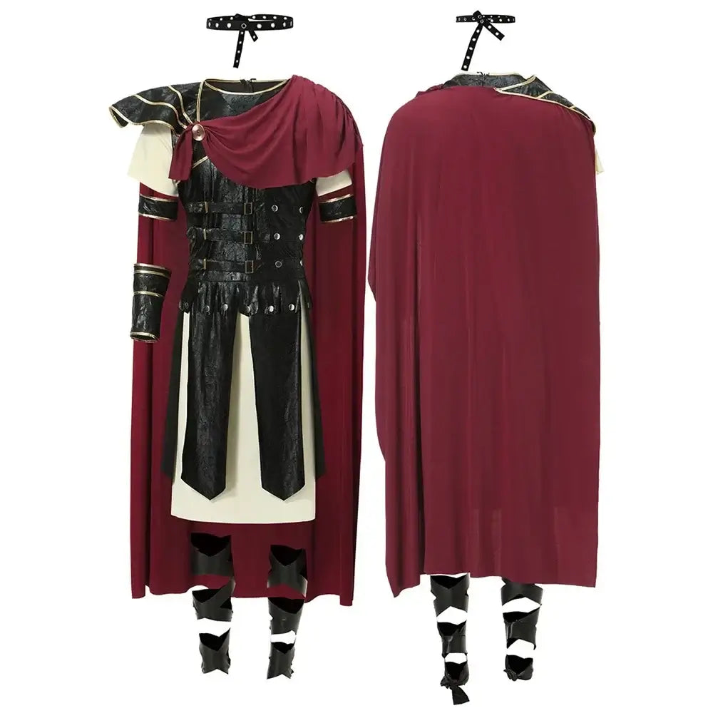 Medieval Cosplay Roman Royal Knight Warrior Costumes Halloween Carnival Dress Up for Men Adult European Gladiators Soldier Cloak