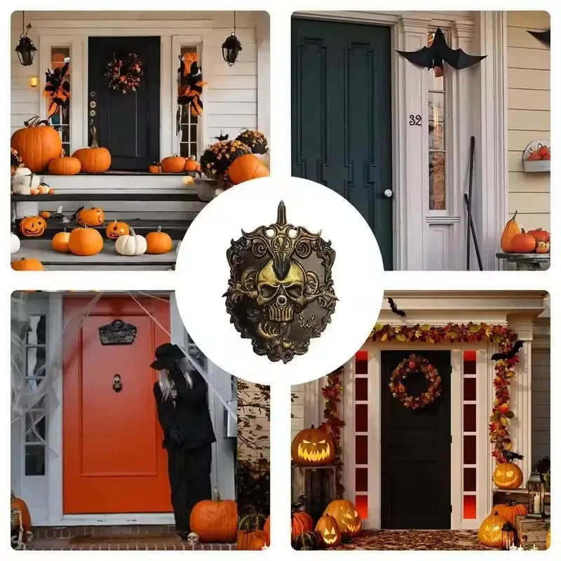 Halloween Scary Skull Doorbell Rust-Proof Porch Skull Decorative Doorbell Haunted House Party Skull Doorbell Props