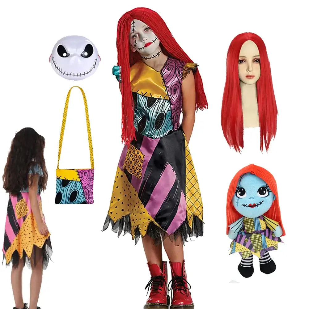 Kids 2024 Nightmare Before Christmas Sally Halloween Vestidos Jack Cosplay Costume Dress Girls Boy Children Carnival Party Dress