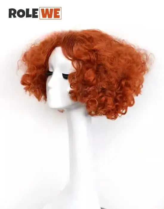 Mad Hatter Cosplay Wigs Short Orange Red Curly Wig Halloween Carnival Party Cosplay Hair Wigs + Wig Cap