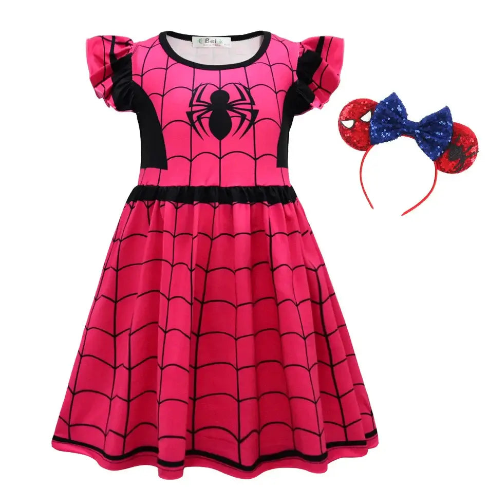 2024 New Spiderman Halloween Cosplay Girls Dress Children Cute Costumes Party Spiderman Kids Clothes