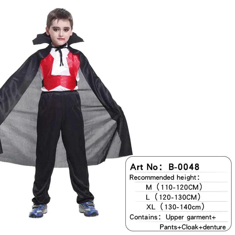 Kids Child Scary Gothic Boys Vampire Dracula Costumes Halloween Carnival Role Play Horrible Party Dress Up