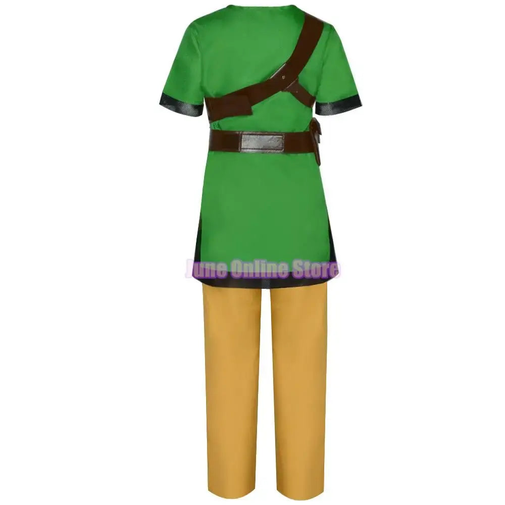 Cosplay Skyward Sword Link Cosplay Costume Green Uniform Pants Hat Gloves Cloak Children Clothes Outfits Halloween Suit