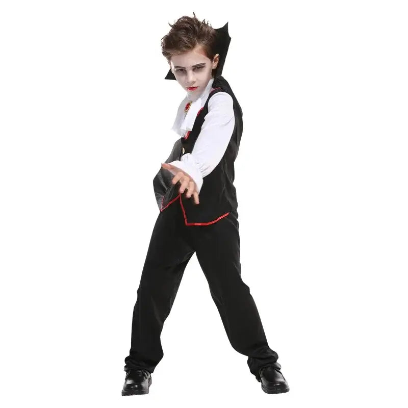 Kids Child Scary Gothic Boys Vampire Dracula Costumes Halloween Carnival Role Play Horrible Party Dress Up