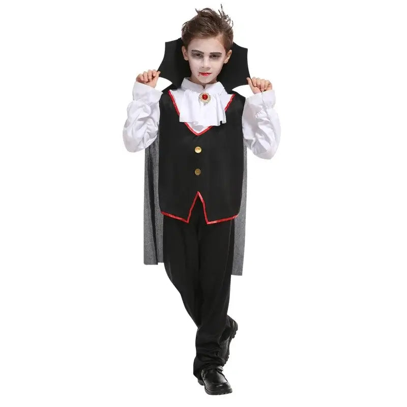 Kids Child Scary Gothic Boys Vampire Dracula Costumes Halloween Carnival Role Play Horrible Party Dress Up