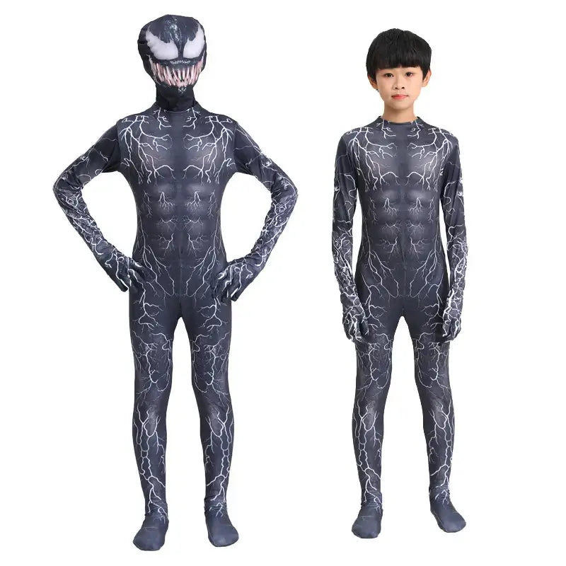 Spiderman Venom Cosplay Costume Jumpsuit Venom Suit Boys Bodysuit Halloween Party Clothes Costume for Boys Adult Asian Size