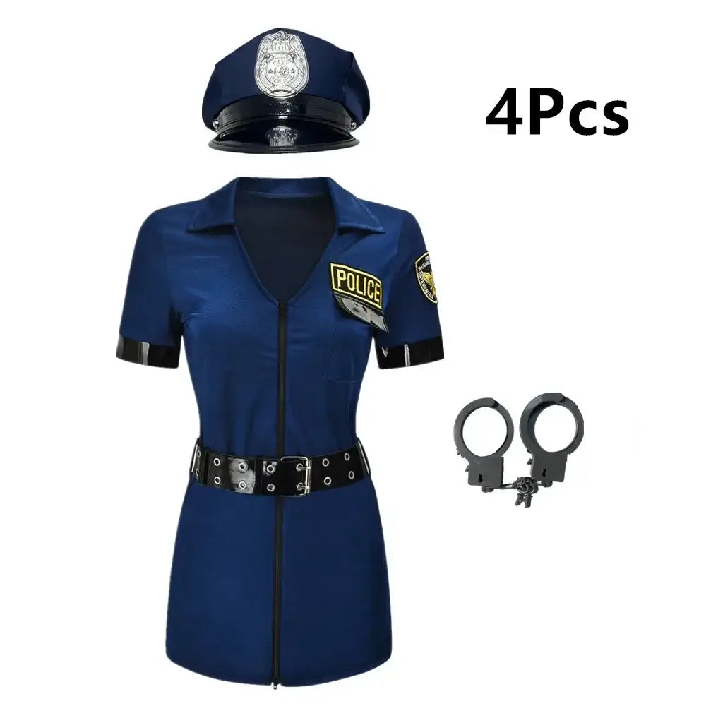 S-XXL Halloween Sexy Female Cop Police Officer Uniform Policewomen Costume Adult Women Police Cosplay Fancy Dress