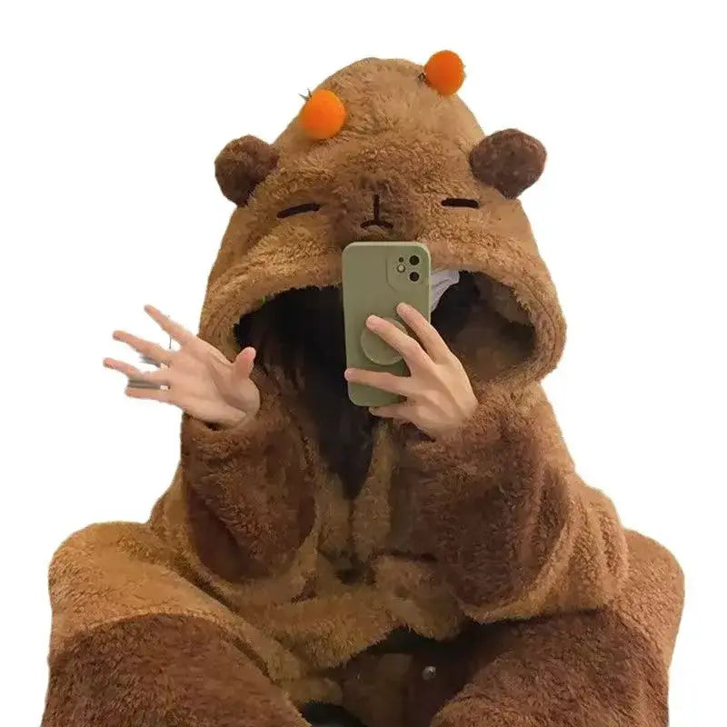 Adult Capybara Cosplay Costume Robes Kigurumi Onesie Anime Nightgown Halloween Cartoon Pajamas