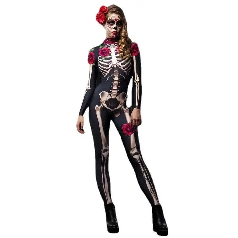 Pink skeleton for adult children scary costume for Halloween Cosplay sexy suit carnival Party Baby Girl cloaks the day of the