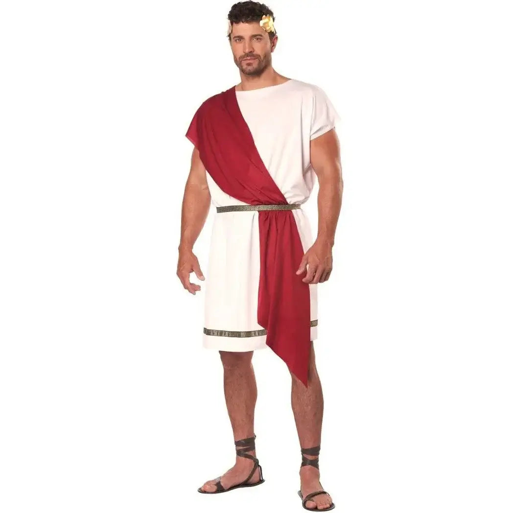 Ancient Greek Mythology Man Toga Halloween God Robe Cosplay Fancy Dress Rome Spartan Warrior Costume