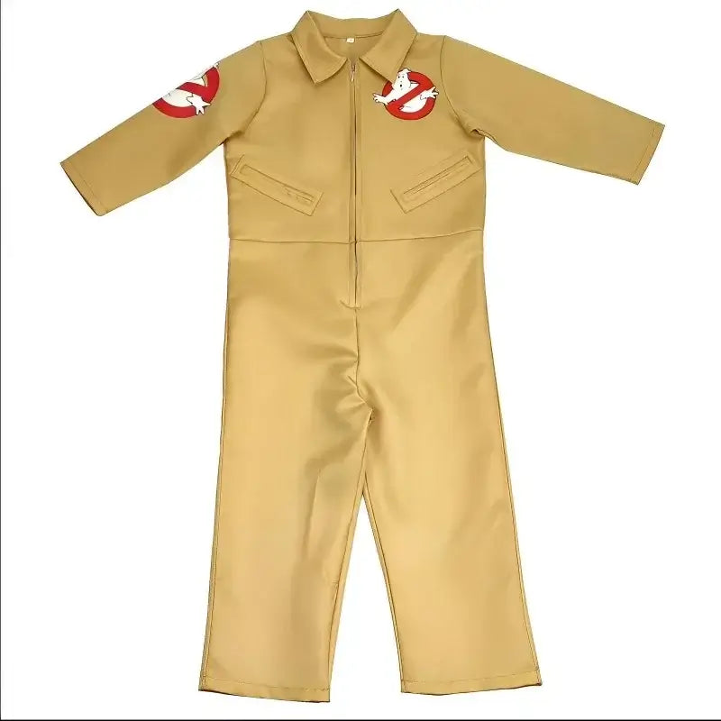 Children Father Ghostbusters Costumes Themed Cosplay Halloween Uniform Jumpsuit with Bag Ideal for Adults and Kids