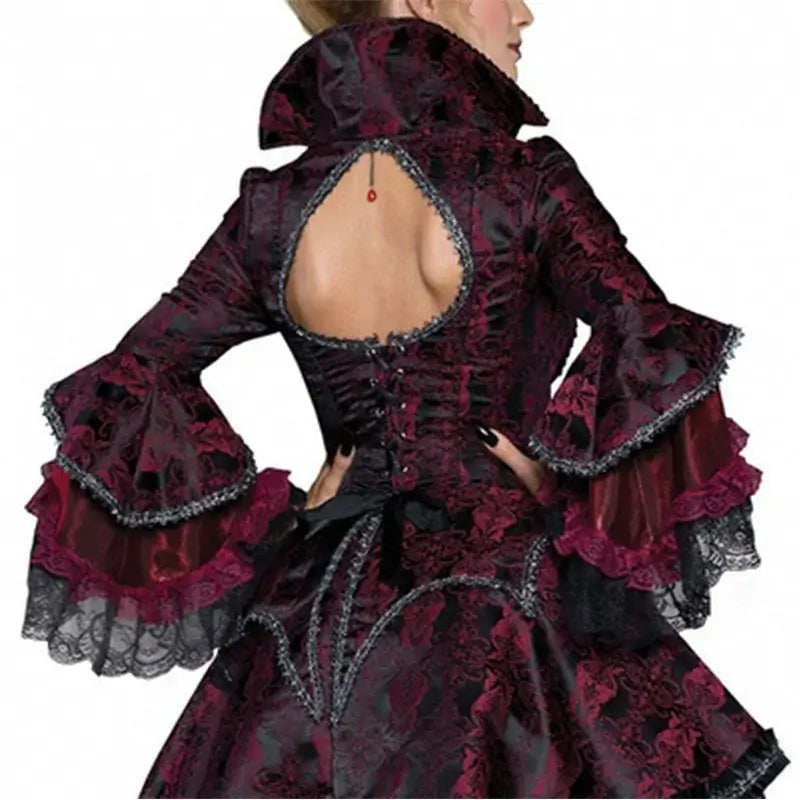 Bloody Beautiful Vampire Queen Costume Cosplay Plus Size Halloween Womens Classic Sexy Ghost Costume Deluxe Victorian Uniforms